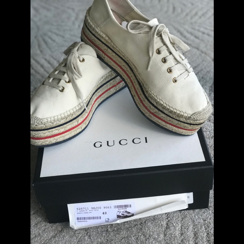 Gucci Canvas Platform Espadrilles - Nib - 40eu - image 1